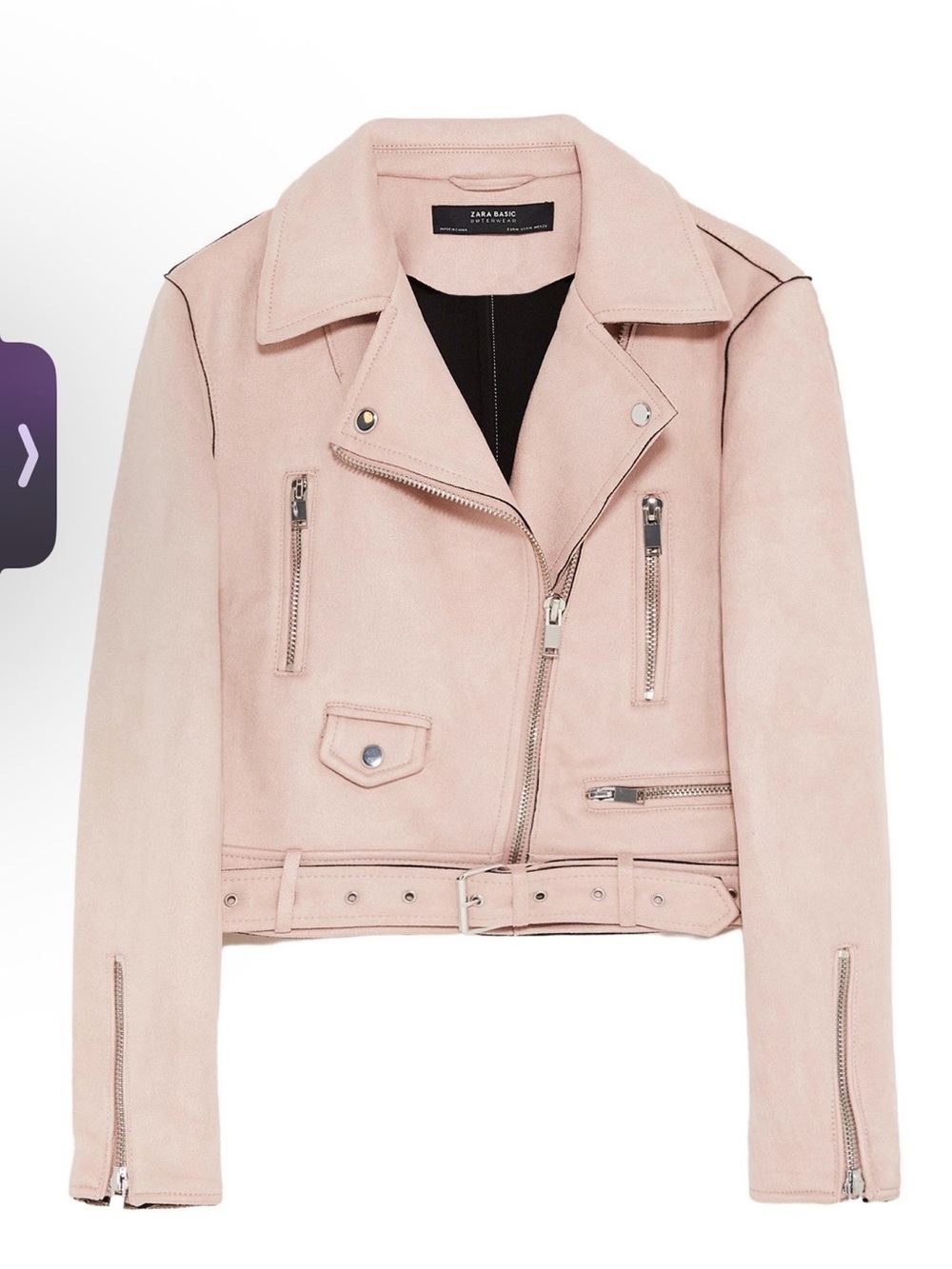 ZARA BLUSH FAUX SUEDE BIKER JACKET